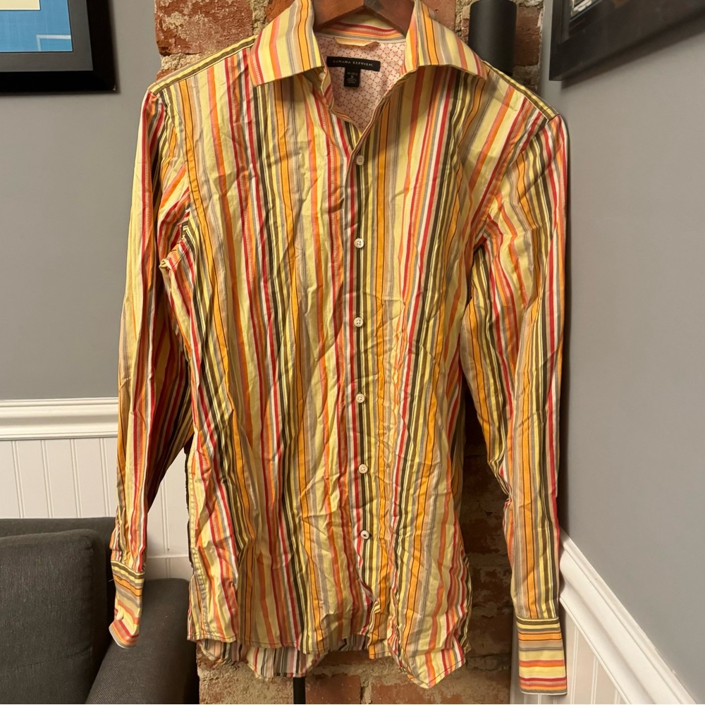 Banana Republic Multicolor Striped Button Down Shirt Orange Red Yellow Size S